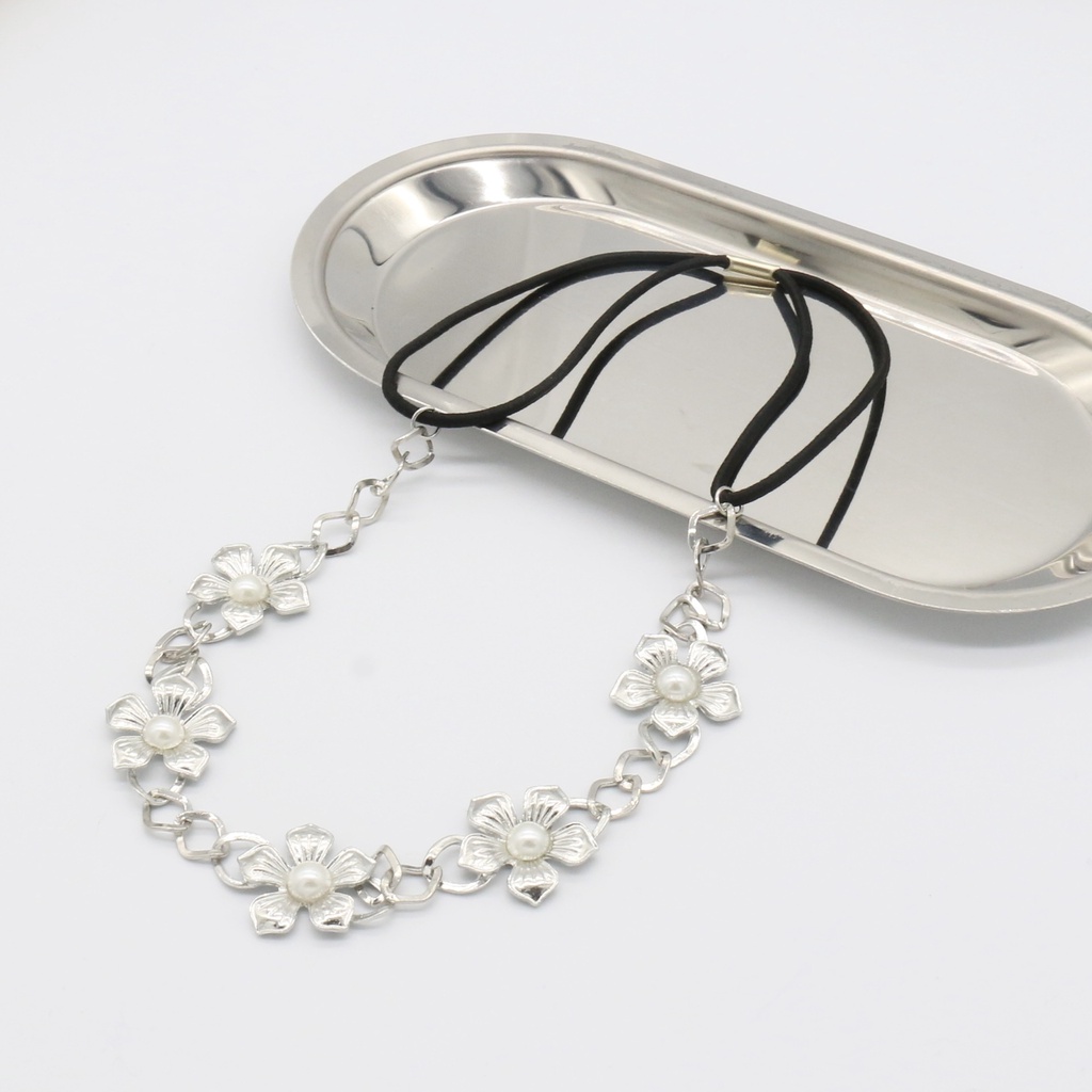 Băng đô cài tóc hình hoa đính ngọc trai/ hình tròn phong cách retro Hàn Quốc