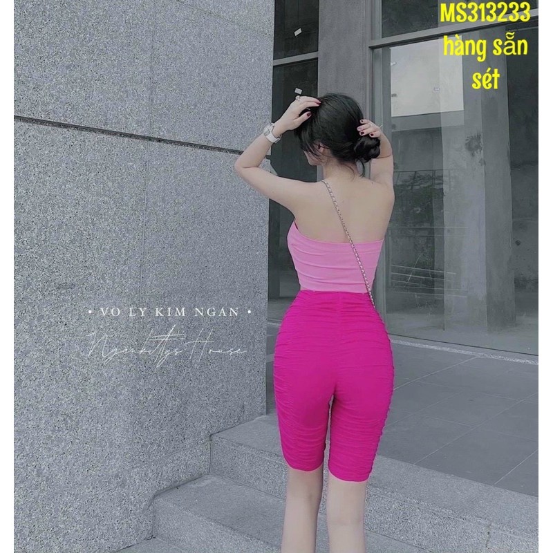 SÉT ÁO KÈM QUẦN NHÚNG NGỐ THUN MÀU SẮC