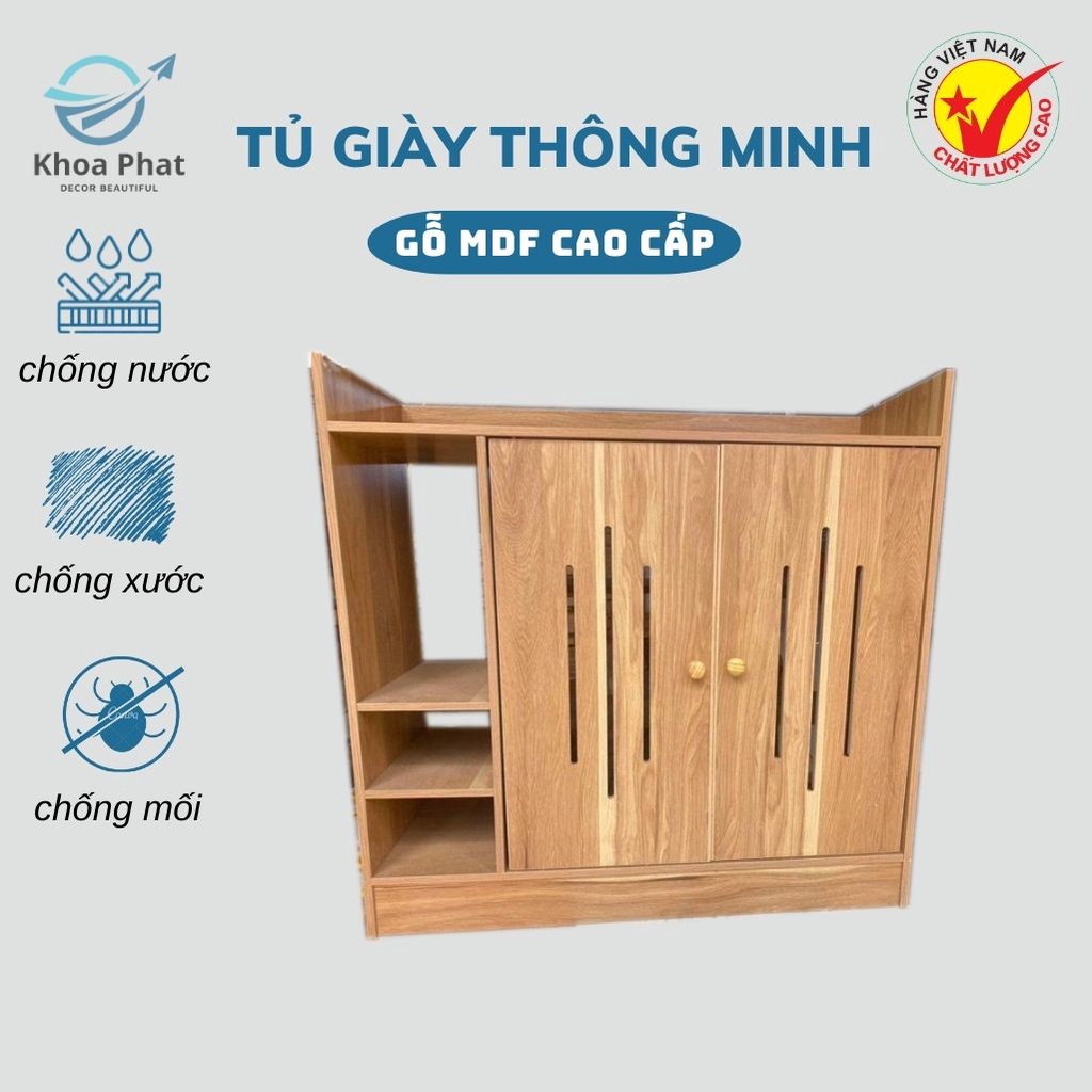 Tủ giày dép, kệ giày gỗ có ngăn tủ cao cấp chất liệu MDF chống nước 80x30x78cm