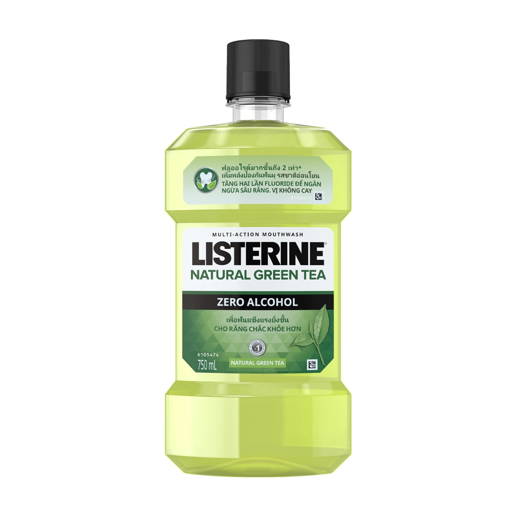 Nước súc miệng Listerine ngừa sâu răng hương trà xanh Mouthwash Natural Green Tea (750ml)