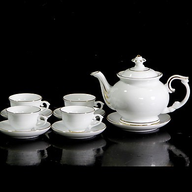 Bộ ấm chén vẽ chỉ vàng kim Bát Tràng