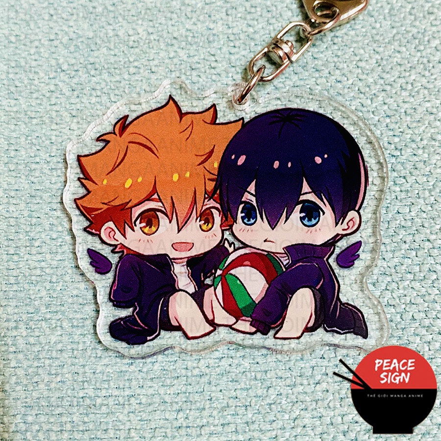 Móc khóa HAIKYUU!! ver COUPLE ÔM BÓNG anime VUA BÓNG CHUYỀN chibi mica trong acrylic xinh xắn độc đáo