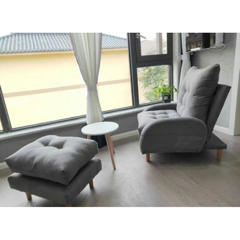 ❤ HÀNG MỚI  ❤ Ghế sofa thư giãn - [ẢNH THẬT] Ghế lười kèm đôn chân gỗ đệm vải êm ái