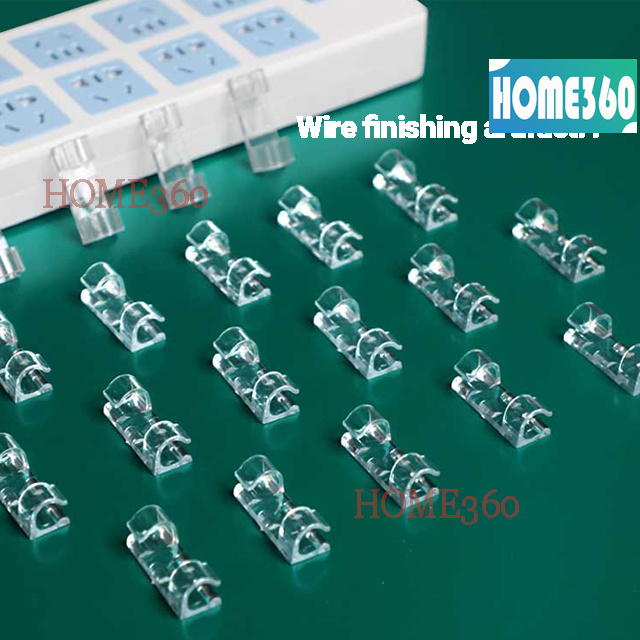 20 kẹp cáp tự dính trong suốt sắp xếp dây cáp tiện lợi