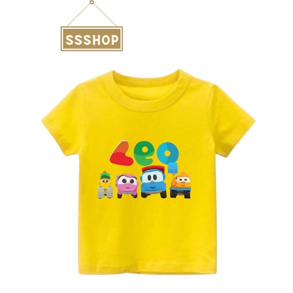Áo thun trẻ em💖Áo cotton mát mịn họa tiết hoạt hình LEO THE TRUCK cho bé trai và bé gái💖Hình in sắc nét💖05