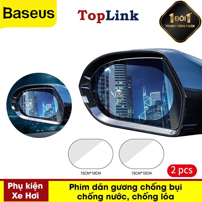 Bộ 2 Miếng Dán Gương Chiếu Hậu Ô Tô Chống Lóa Công Nghệ Nano Trong Suốt Bảo Bệ Chống Mờ Do Sương Mù Và Mưa - Toplink