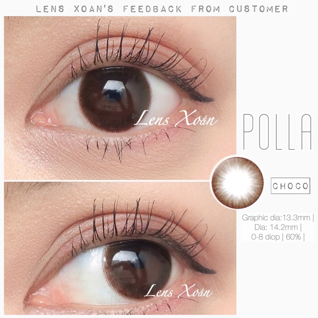 KÍNH ÁP TRÒNG POLLA CHOCO CỦA OLENS ( 6 THÁNG) : Lens nâu choco đậm siêu tự nhiên | Lens Xoắn ( GIÁ 1 CHIẾC)