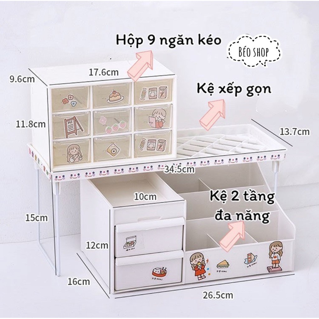 Combo kệ đựng mỹ phẩm , kệ decor , giá để đồ , hộp đựng đa năng mini xinh xắn