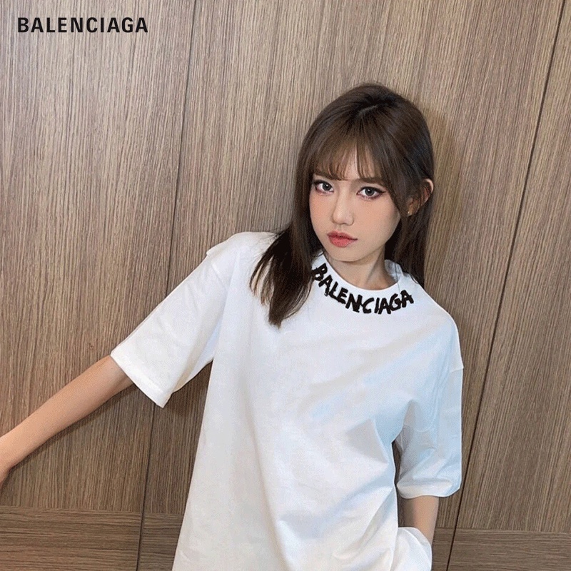 Áo Thun Balenciaga 100% Chính Hãng Tay Ngắn Cổ Tròn In Chữ Thời Trang Cho Nam Và Nữ