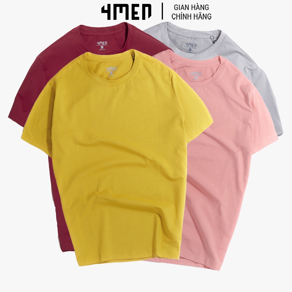 Áo thun nam trơn cổ tròn Basic 4MEN AOTHUN051 ngắn tay, form suông, vải cotton đẹp dày dặn, mềm mịn, co giãn, thoáng mát