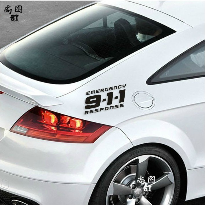 Bộ 2 chiếc Decal ô tô 911