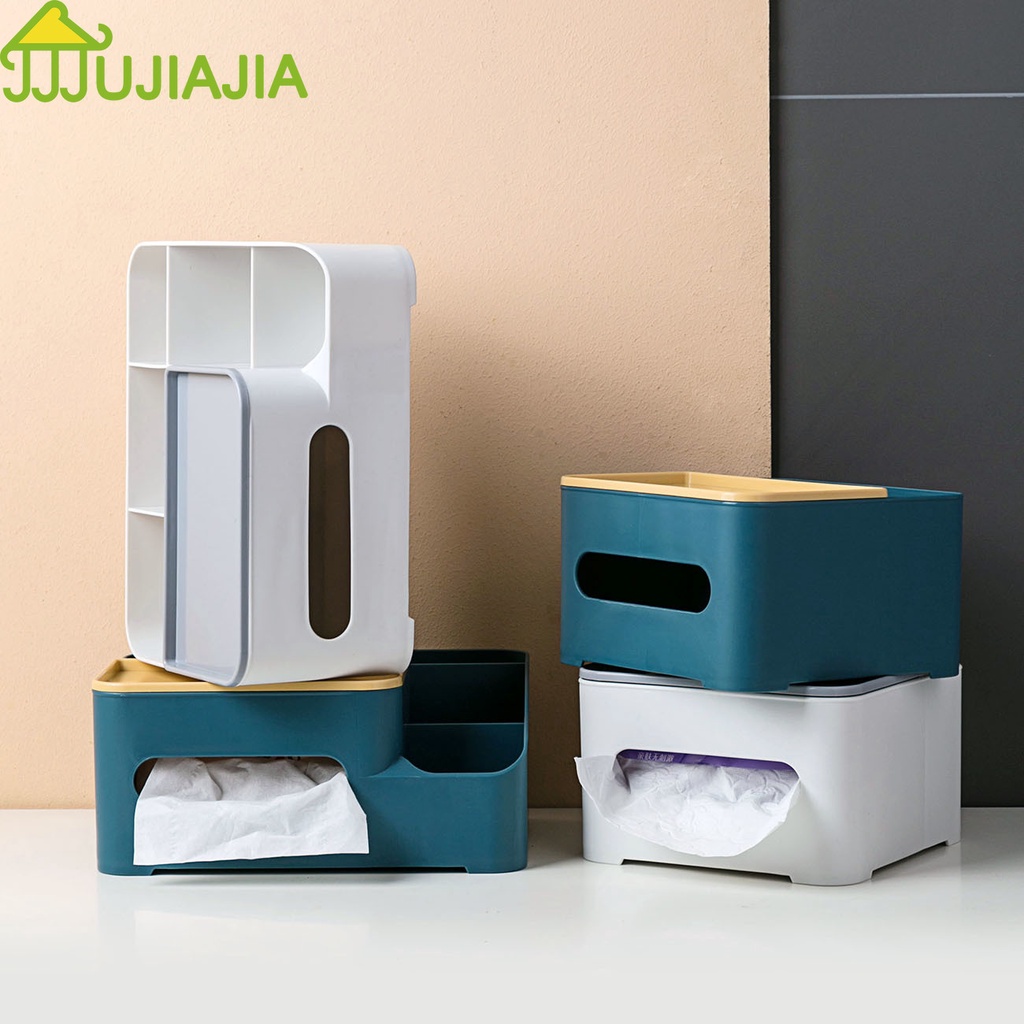 Hộp Khăn Giấy JUJIAJIA Bằng PP Phong Cách Bắc Âu Đựng Điều Khiển Đa Năng Sắp Xếp Gọn