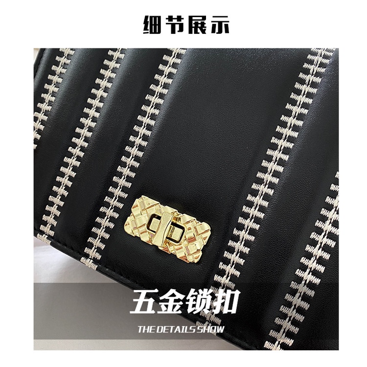 Túi Xách JASMIN NOIR Đeo Chéo Nắp Gập In Họa Tiết Kẻ Sọc Cho Nữ