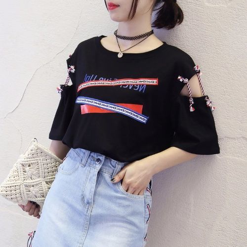 Áo Thun Nữ Trễ Vai Tay Ngắn Dáng Rộng Phong Cách Hàn Quốc Mùa Hè Hàng Mới