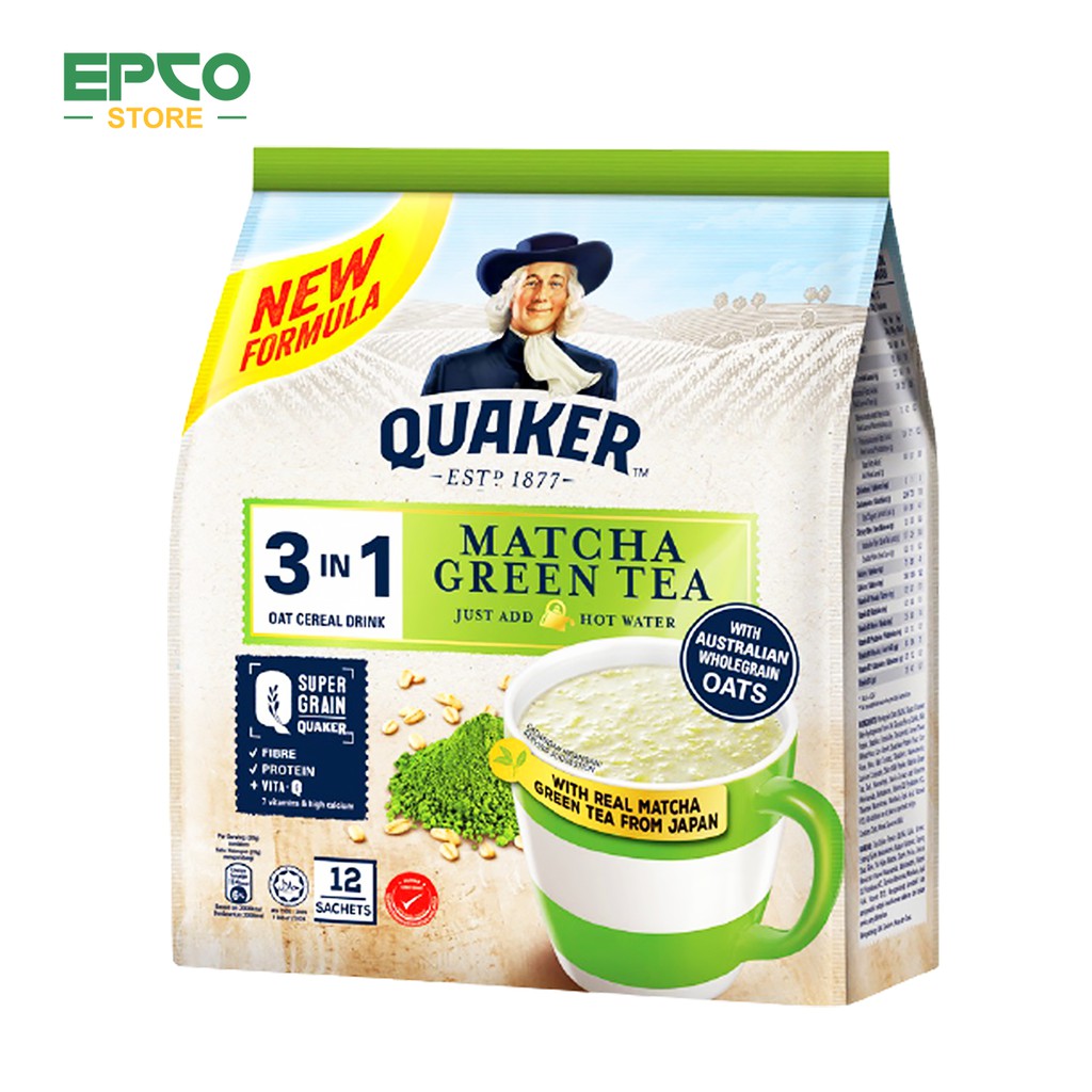 Thức uống yến mạch Quaker 3 in 1 Vị Matcha trà xanh Gói 336g