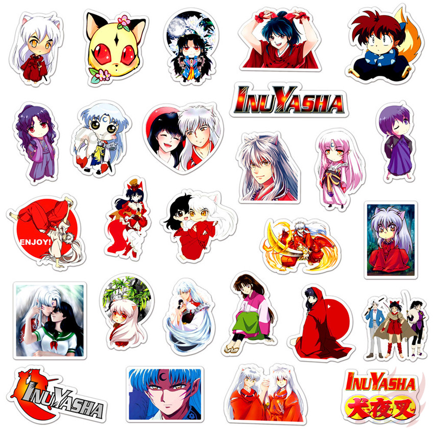 Bộ 50 Miếng Dán Họa Tiết Hoạt Hình Inuyasha - Series 05 Sesshoumaru Naraku Độc Đáo Trang Trí Vali Laptop