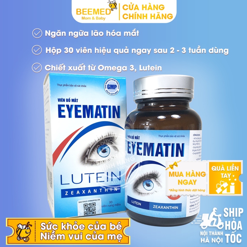 Viên sáng mắt Eyematin từ Lutein và Omega, bổ mắt, tăng cường thị lực, giảm cận thị, mờ và mỏi mắt