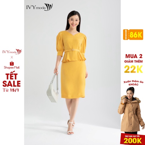 [NHẬP WABRTL5 GIẢM 10% TỐI ĐA 50K ĐH 250K ]Áo Peplum nữ cổ tim thiết kế IVY moda MS 16M6419