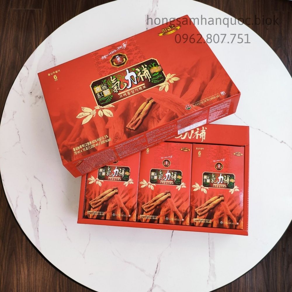 Nước uống hồng sâm Hàn Quốc Korea Red GinSeng Power 70 ml 15 Gói, Chiết xuất hồng sâm 6 năm tuổi, Nước hồng sâm cao cấp