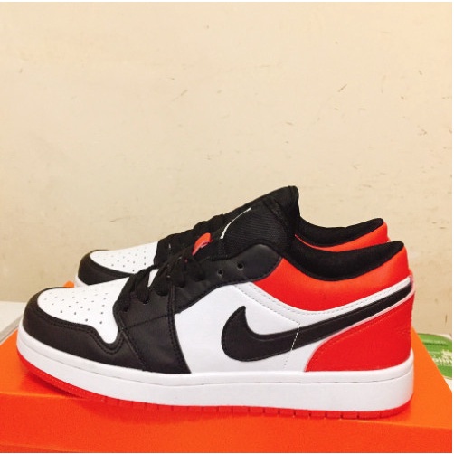 Giày Air Jordan 1 Low Bred Toe, Giày Thể Thao Force Đỏ Đen Thấp Cổ