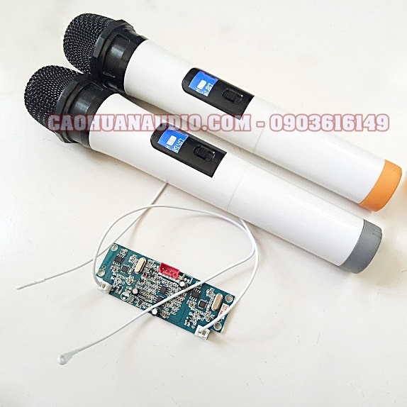 Micro loa kéo Sóng UHF - Bộ 2 micro cho loa kéo trắng bo mạch rời