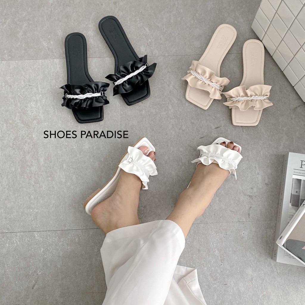 Dép nữ quai ngang kiểu đế bệt thời trang đẹp cute SHOES PARADISE DB12