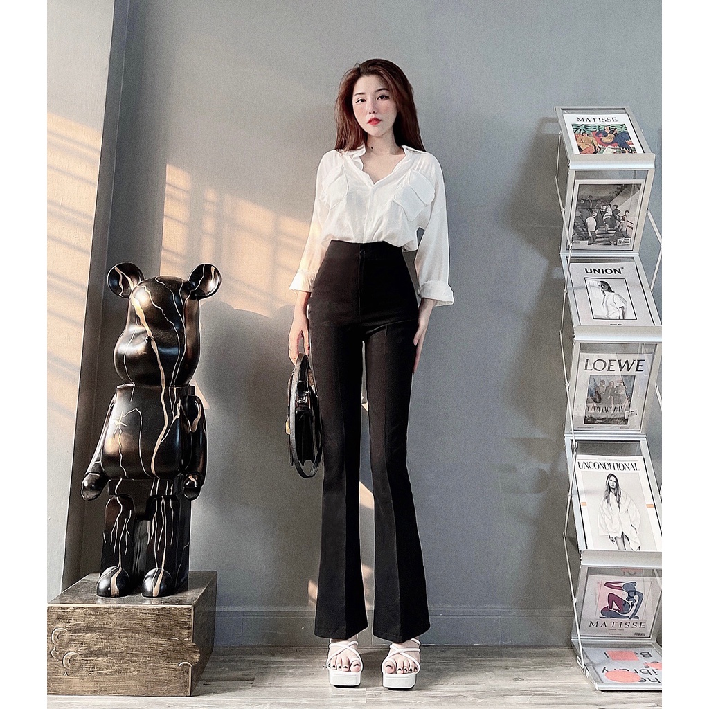 QUẦN TÂY ỐNG LOE NỮ LƯNG CAO CÚC TRƯỚC 1 NÚT TRƯỚC LAI CUỐN CHẤT TUYẾT MƯA CAO CẤP CỰC TÔN DÁNG ĐỦ SIZE SIÊU XỊN SÒ