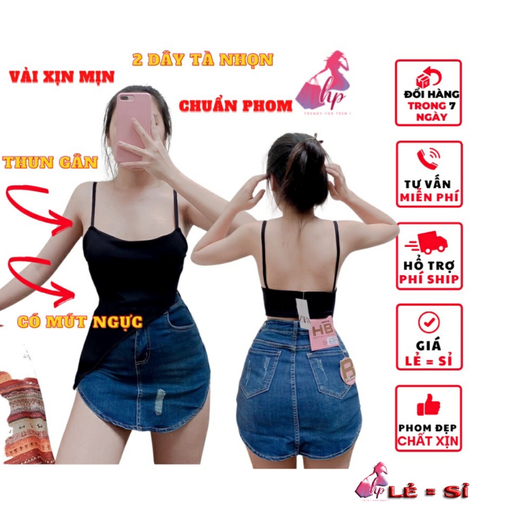 Áo nữ hai dây dáng ôm body kiểu tà xéo hở lưng có mút ngực mẫu mới thời trang nữ cực sang chảnh