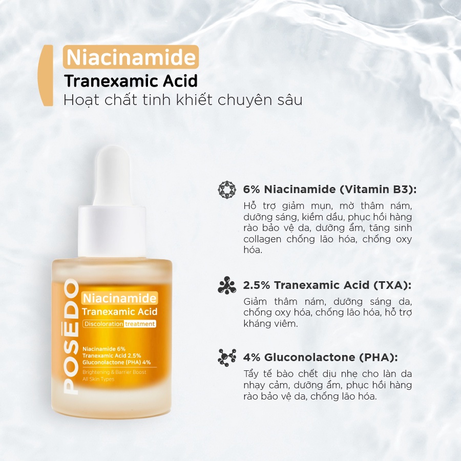 (Mini size) Serum mờ thâm nám, giảm mụn, phục hồi, giảm lão hóa Posedo Niacinamide 4mL cao cấp chính hãng