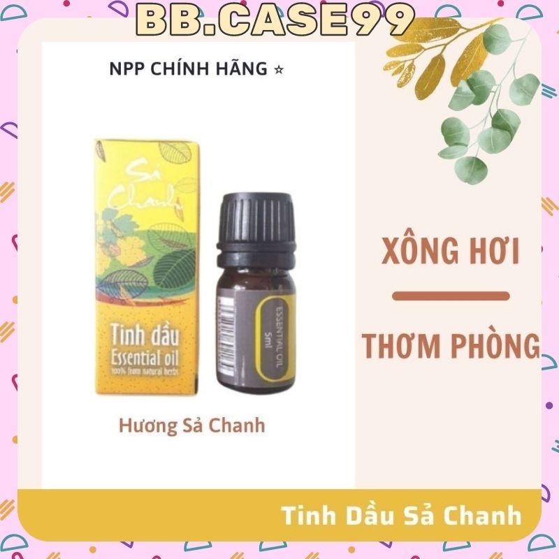 Tinh Dầu Sả Chanh  Tinh Dầu Thiên Nhiên Sinh Dược 5ml  Đa Công Dụng, Xông Hương, Giải Cảm, Đuổi Côn Trùng- bb.case99