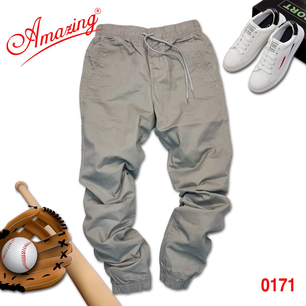 Big size, Quần jogger Amazing màu đen, kaki nam lưng thun cao cấp, gấu quần bo chun, unisex, dáng thể thao