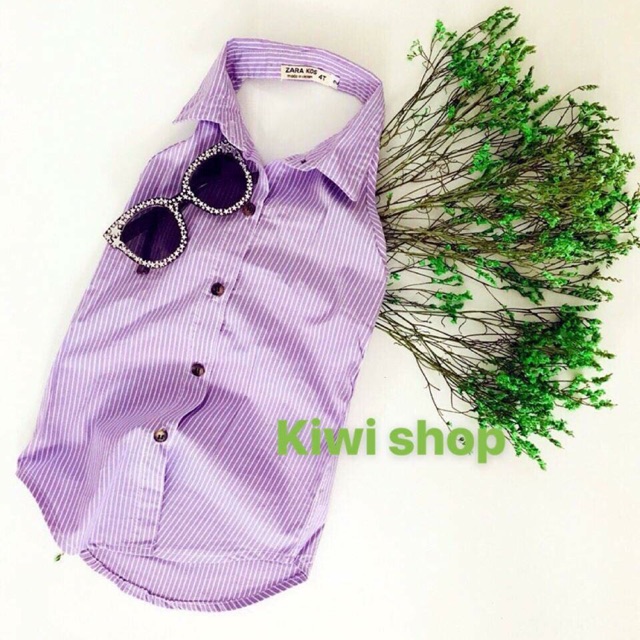 Đầm sơ mi kiểu yếm hở lưng chỉ này tím
