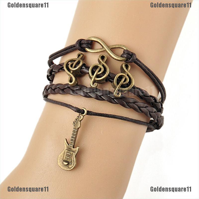 Vòng Tay Da Mặt Hình Nốt Nhạc Thời Trang