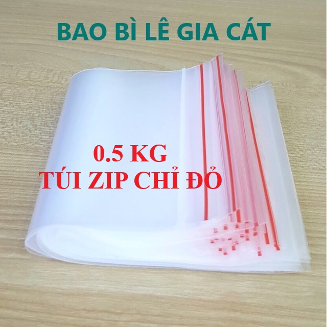 500g Túi zip chỉ đỏ zip PE, zip lock, zip viền đỏ loại dày – Bao Bì Lê Gia Cát