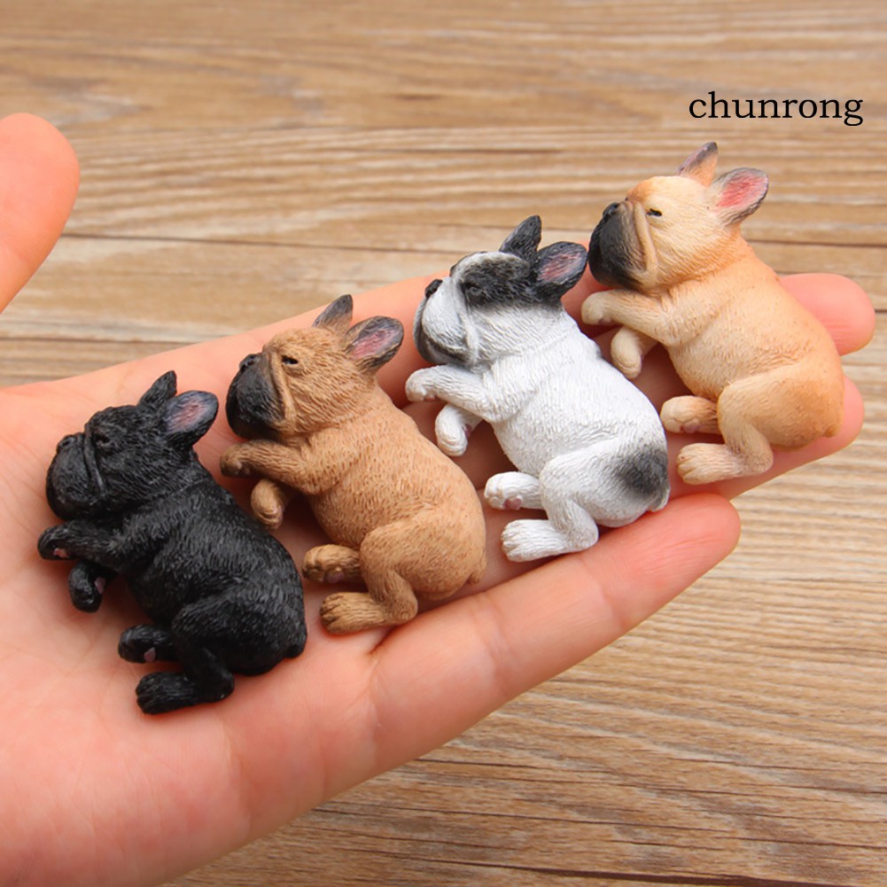 CR+2inch PVC Sleeping Lying Dog French Bulldog Doll Figurine Toy Car Home Decor