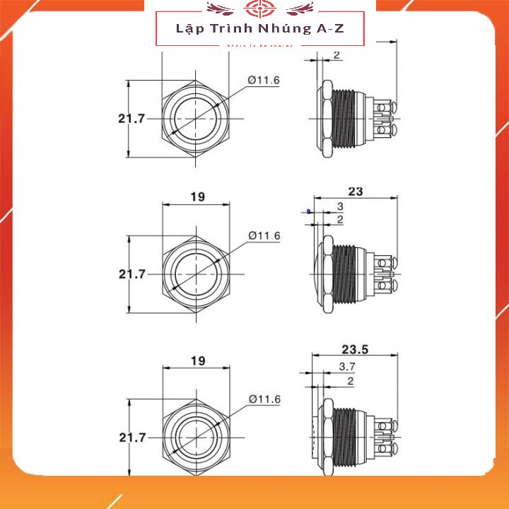 [Lập Trình Nhúng A-Z][G9] Nút Công Tắc Nhấn Nhả Bằng Kim Loại Cỡ 16mm