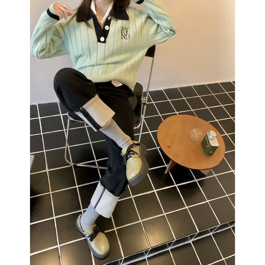 Áo dệt kim tay dài dáng rộng cài nút thời trang phong cách Hàn Quốc cho nữ | BigBuy360 - bigbuy360.vn