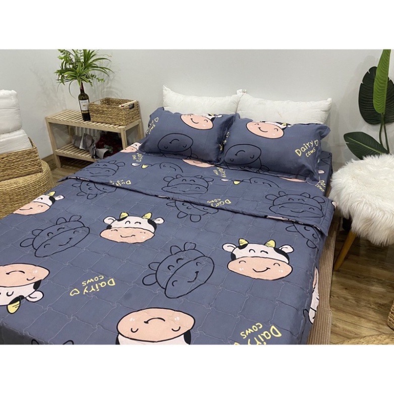 Sét Chăn Ga Gối Hè Hình Bò Sữa