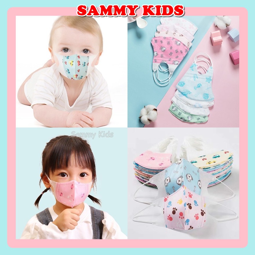 Khẩu trang trẻ em cho bé sơ sinh đến 12 tuổi 3D với 4 lớp, kháng khuẩn chống nước set 5 chiếc SAMMY KIDS P53 | BigBuy360 - bigbuy360.vn