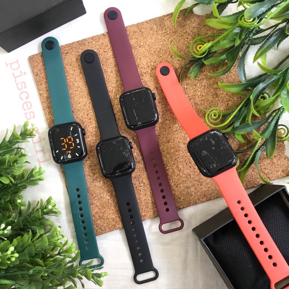 Đồng hồ nam nữ LED phiên bản táo sang chảnh dây cao su nhiều màu