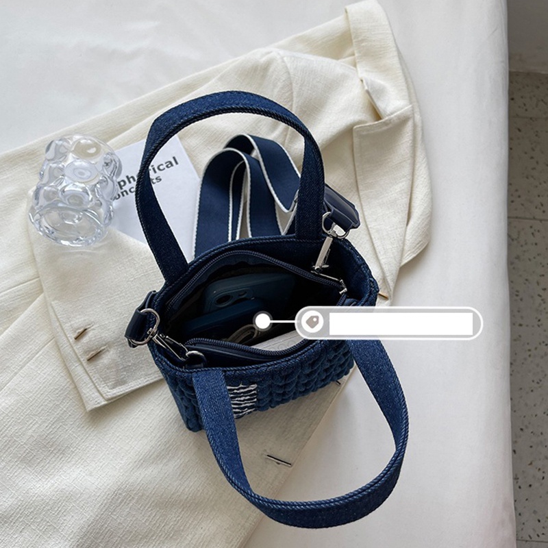 IELGY Túi Đeo Chéo denim In Chữ niche Thời Trang Cho Nữ