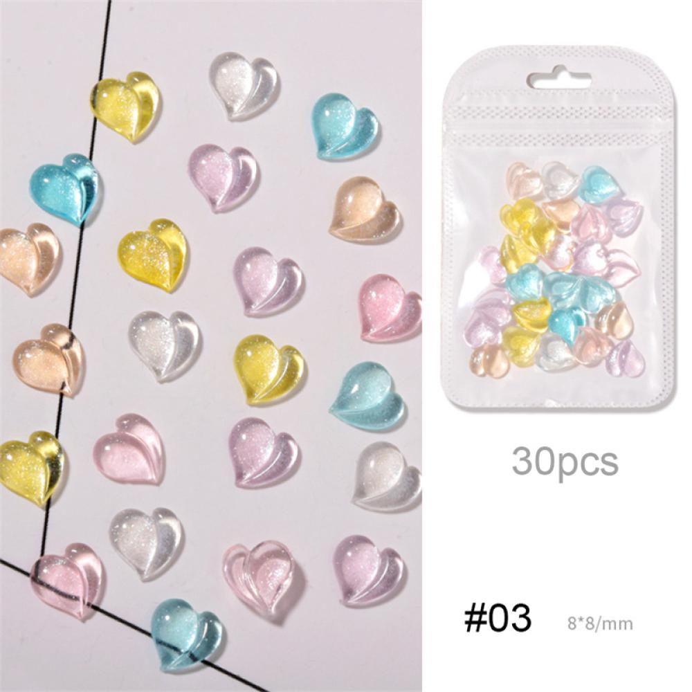 Bộ 30 HạT ĐíNh Trang Trí MóNg HìNh Tim 3D H2L1