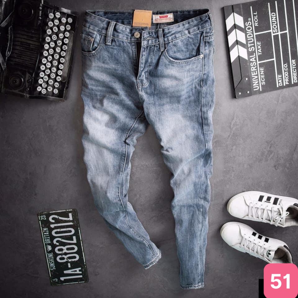 Quần jean nam rách gối to màu xanh nhạt bạc trơn chất jeans bò cao cấp co dãn 4 chiều rin form dáng skinny Hado29 mới | BigBuy360 - bigbuy360.vn
