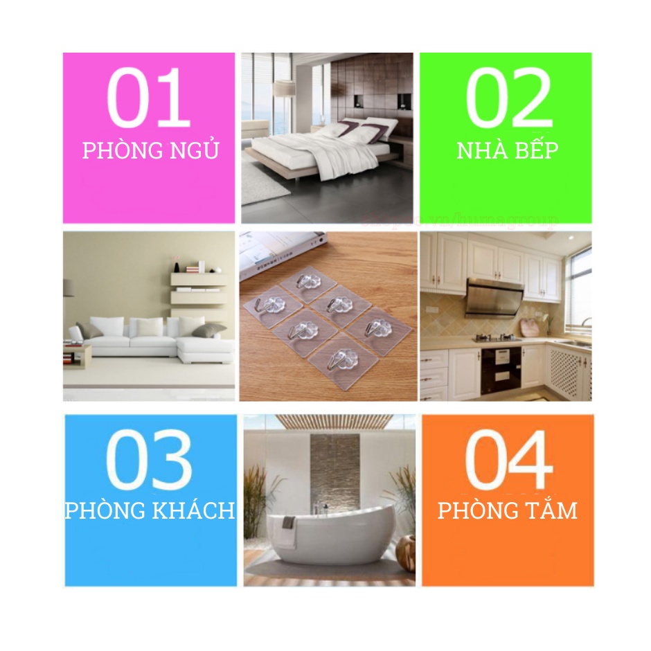 Móc Dán Tường Siêu Dính Trong Suốt Chịu Lực Tốt Lên Tới 10Kg – Mặt Keo Dính Chắc Chắn