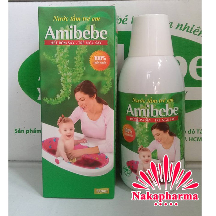 NƯỚC TẮM THẢO MỘC HẾT RÔM SẢY CHO BÉ AMIBEBE JUSTBEBE 250ML - JUST BEBE