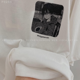 [P0233] Áo thun cotton dày in hình WIDGET form rộng (Có sẵn/Ảnh thật)