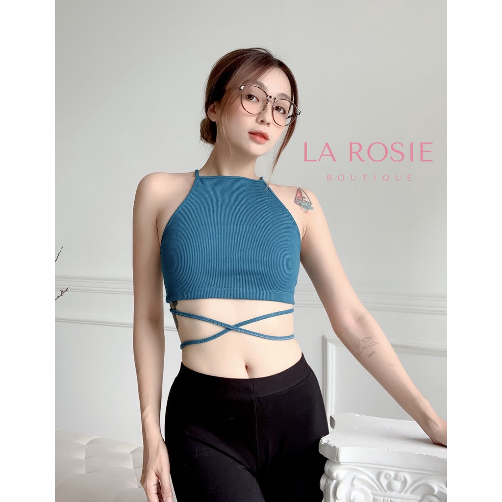 Áo croptop cổ yếm đan dây hở lưng thun gân | La Rosie Boutique LA57