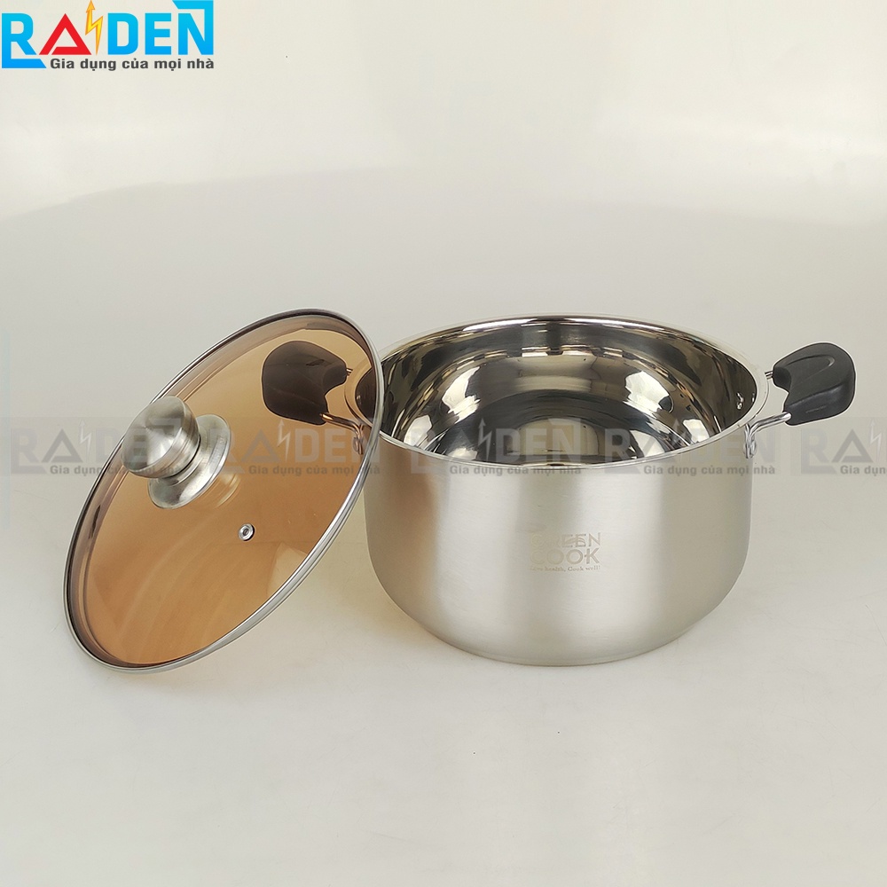 [Chính hãng] Bộ 3 nồi quánh inox Greencook GCS08-T1 đế liền nhiều lớp chống cong đáy, dùng được bếp từ