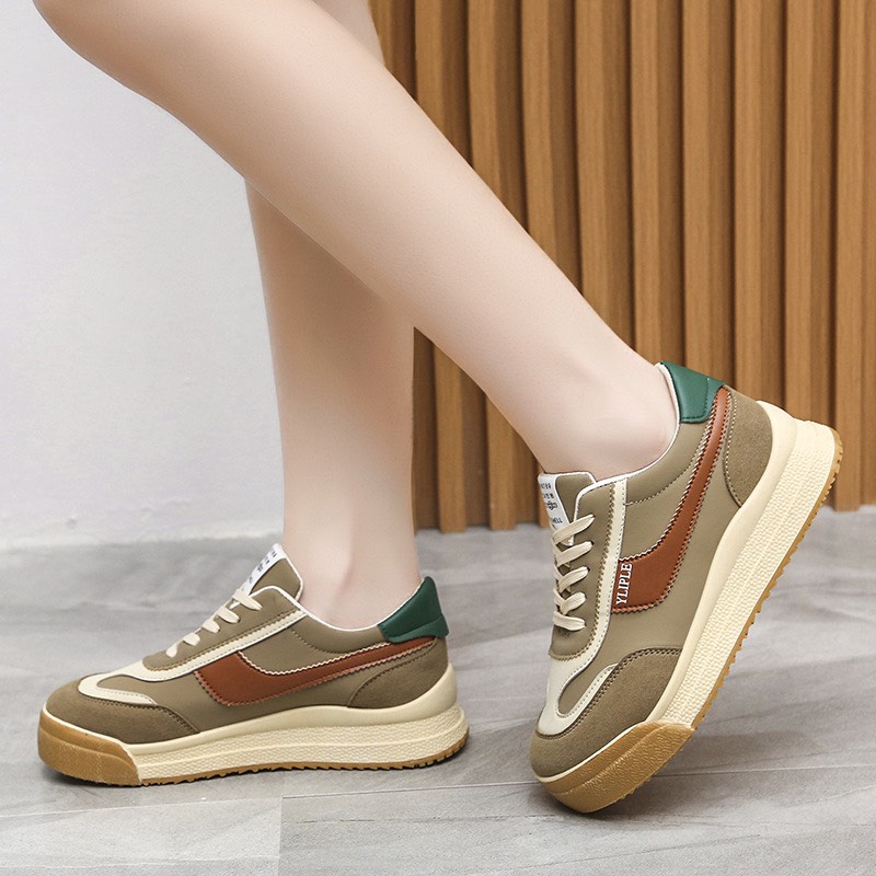Giày Sneaker Thể Thao Nữ Slim Vạt Da Phối Màu Cực Xinh | BigBuy360 - bigbuy360.vn