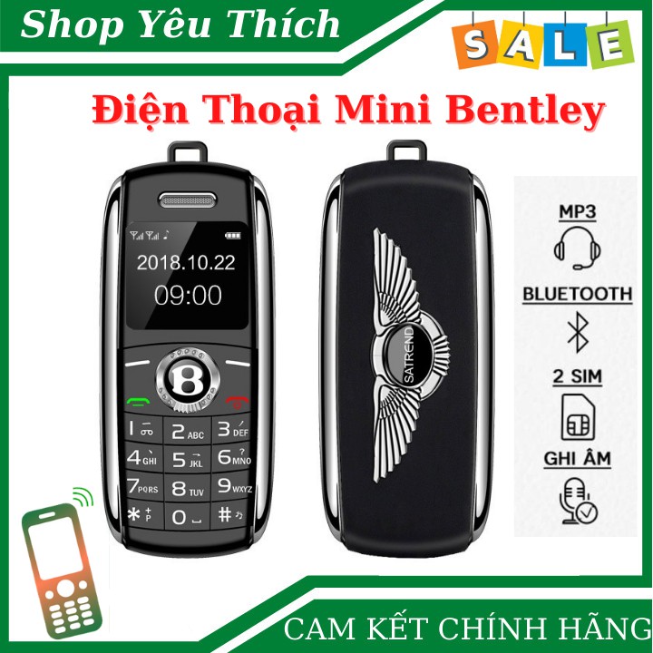 Điện thoại mini Bentley Siêu Nhỏ 2 Sim 2 Sóng Nghe Nhạc Từ Thẻ Nhớ Đặc Biệt Có Chức Năng Giả Giọng Nói